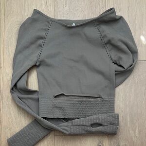 Taupe Free People Movement Long Sleeve Ribbed Top